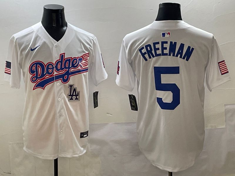 Men Los Angeles Dodgers #5 Freeman White Second generation Joint Name Nike 2025 MLB Jersey style 10